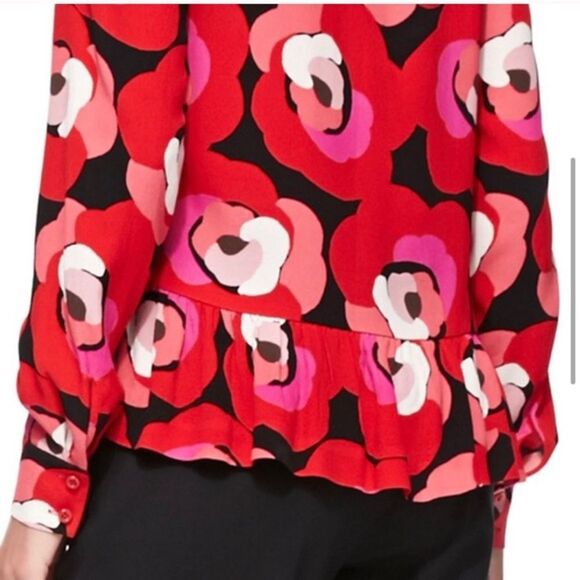 Kate Spade Deco Rose Peplum Sz S - Picture 2 of 8